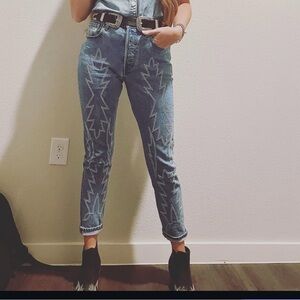 Levi's Blue Patterned Ankle Jeans